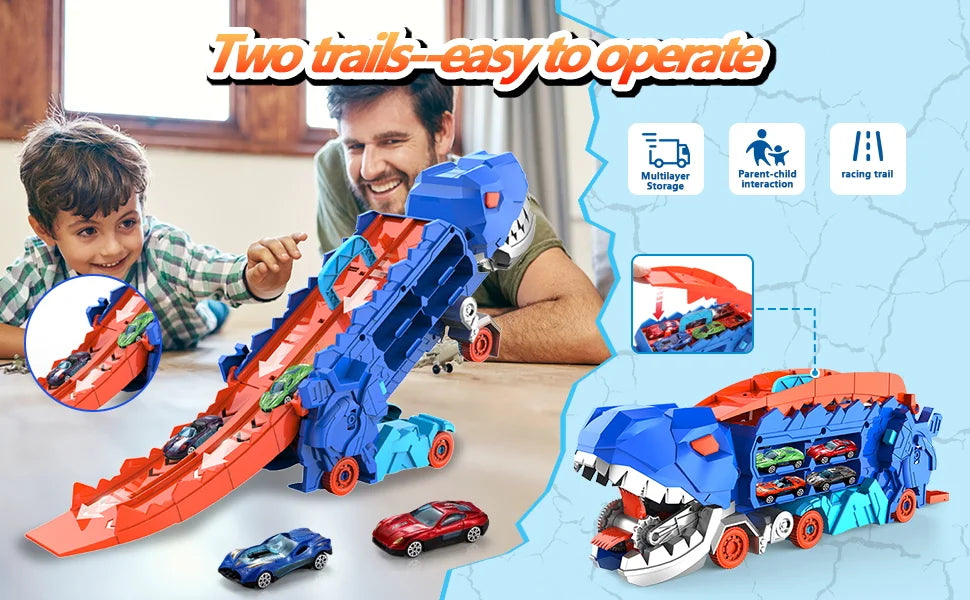 3-in-1 T-Rex Truck with Race Track